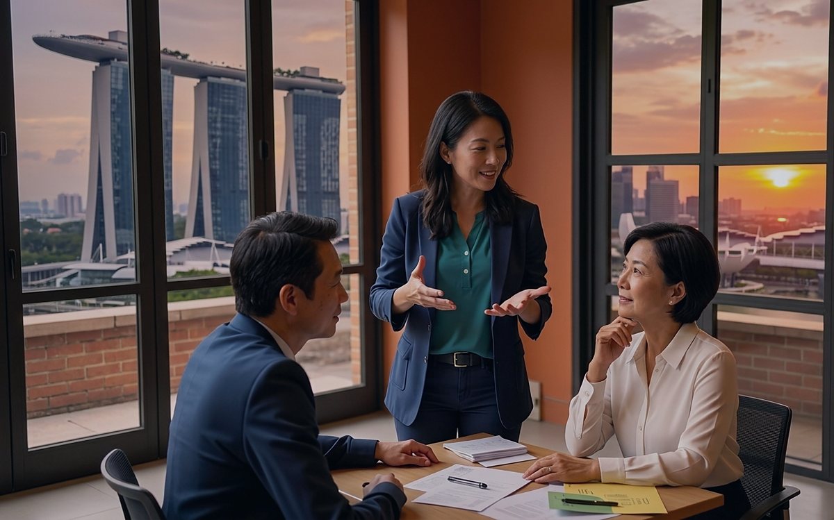 A consultation at One Beacon Immigration overlooking the Singapore skyline